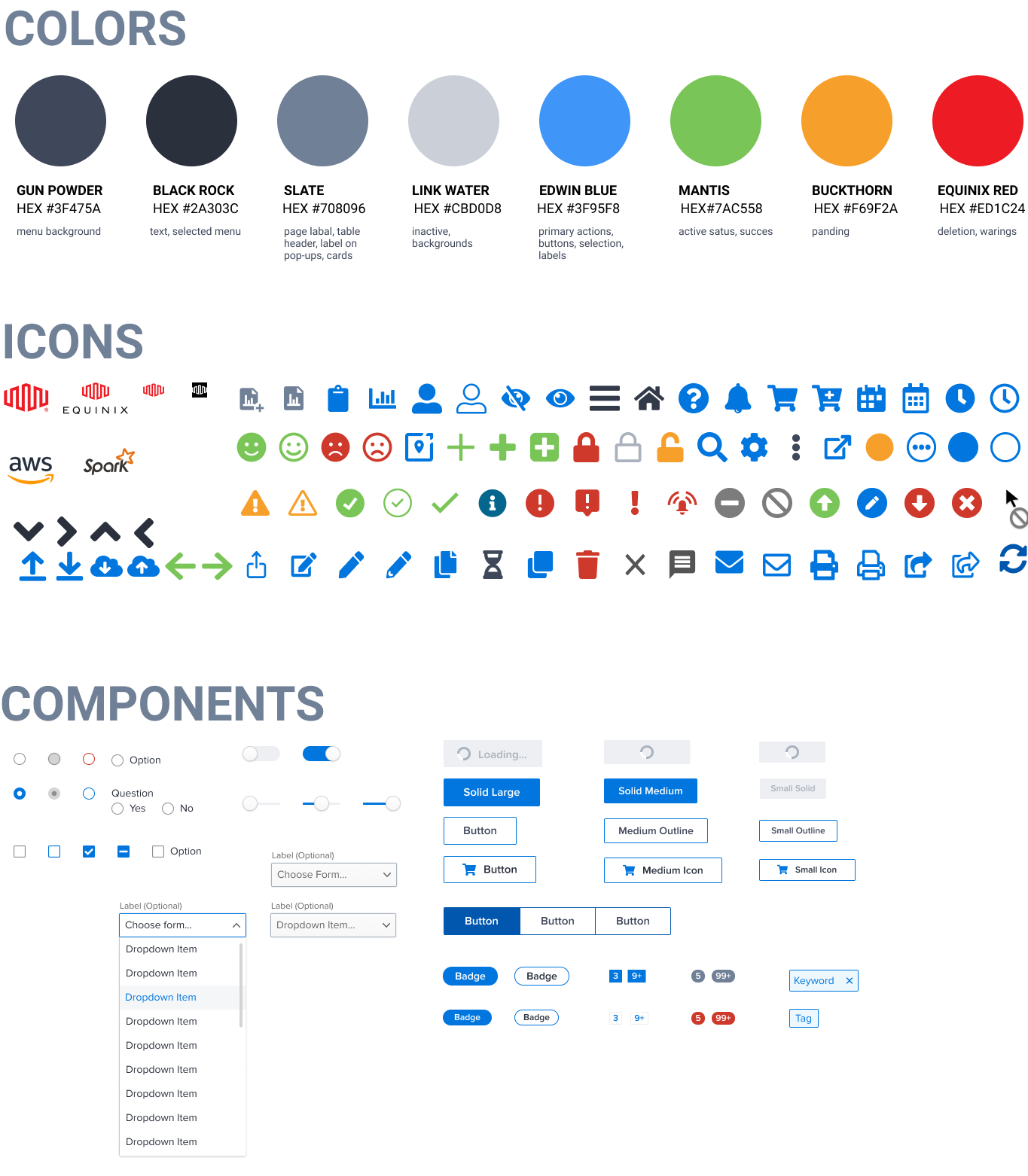 clors, icons, elements